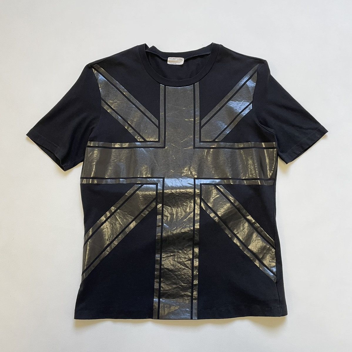 Helmut Lang A/W 97 Union Jack 'Backstage' Print T Shirt | Grailed