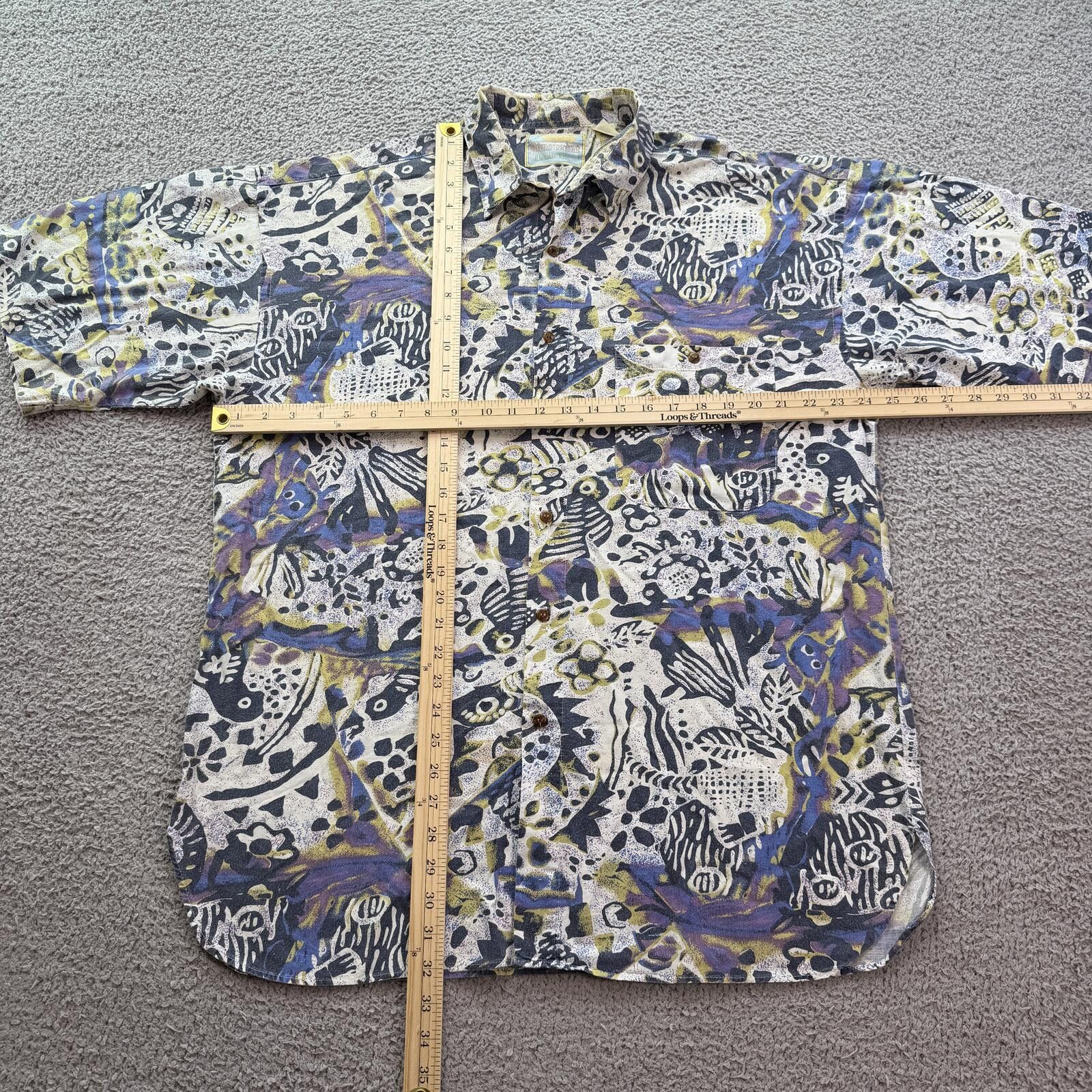 Other Vintage 90s Abstract Art Print Button Up Shirt Men XL Safari Size US XL / EU 56 / 4 - 3 Thumbnail