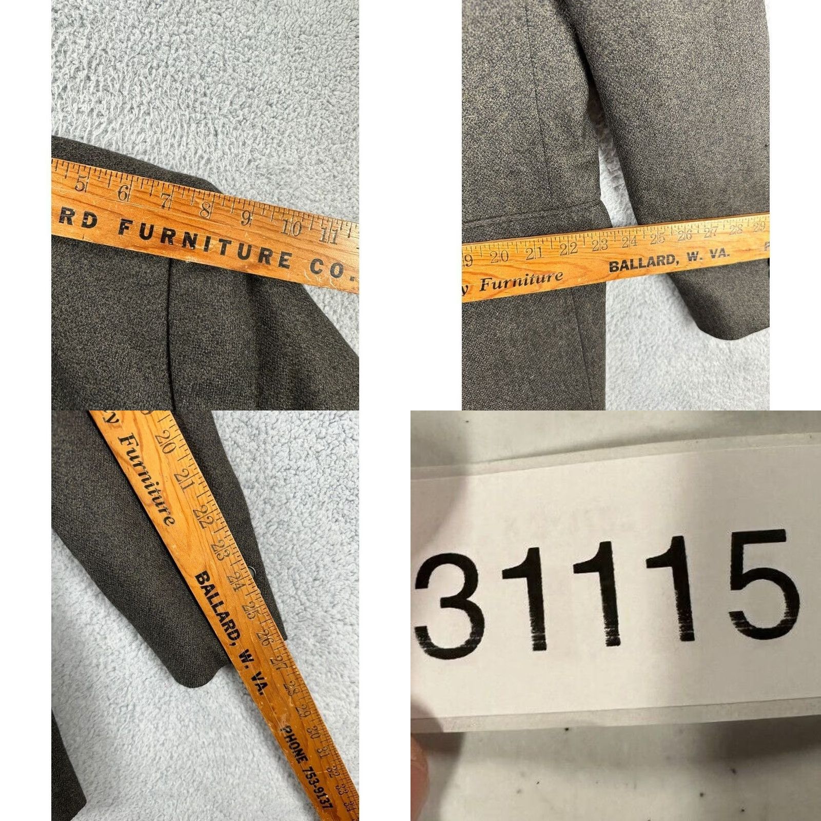 Vintage VINTAGE Barrington Blazer Mens 48L Grey Lambswool Cashmere Blend 3-Button Notch Lapel Long Jacket Sport Coat Regular Fit Mens Size 48R - 9 Thumbnail