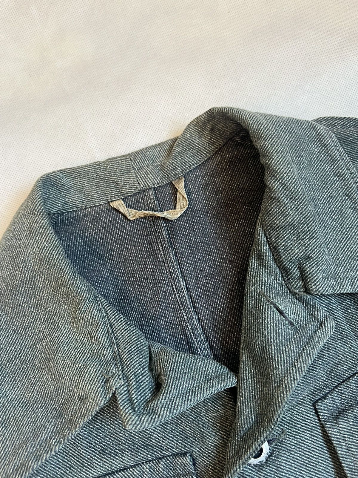 Vintage 50's Swedish Army Military Heavy Denim Work Jacket Size US L / EU 52-54 / 3 - 5 Thumbnail
