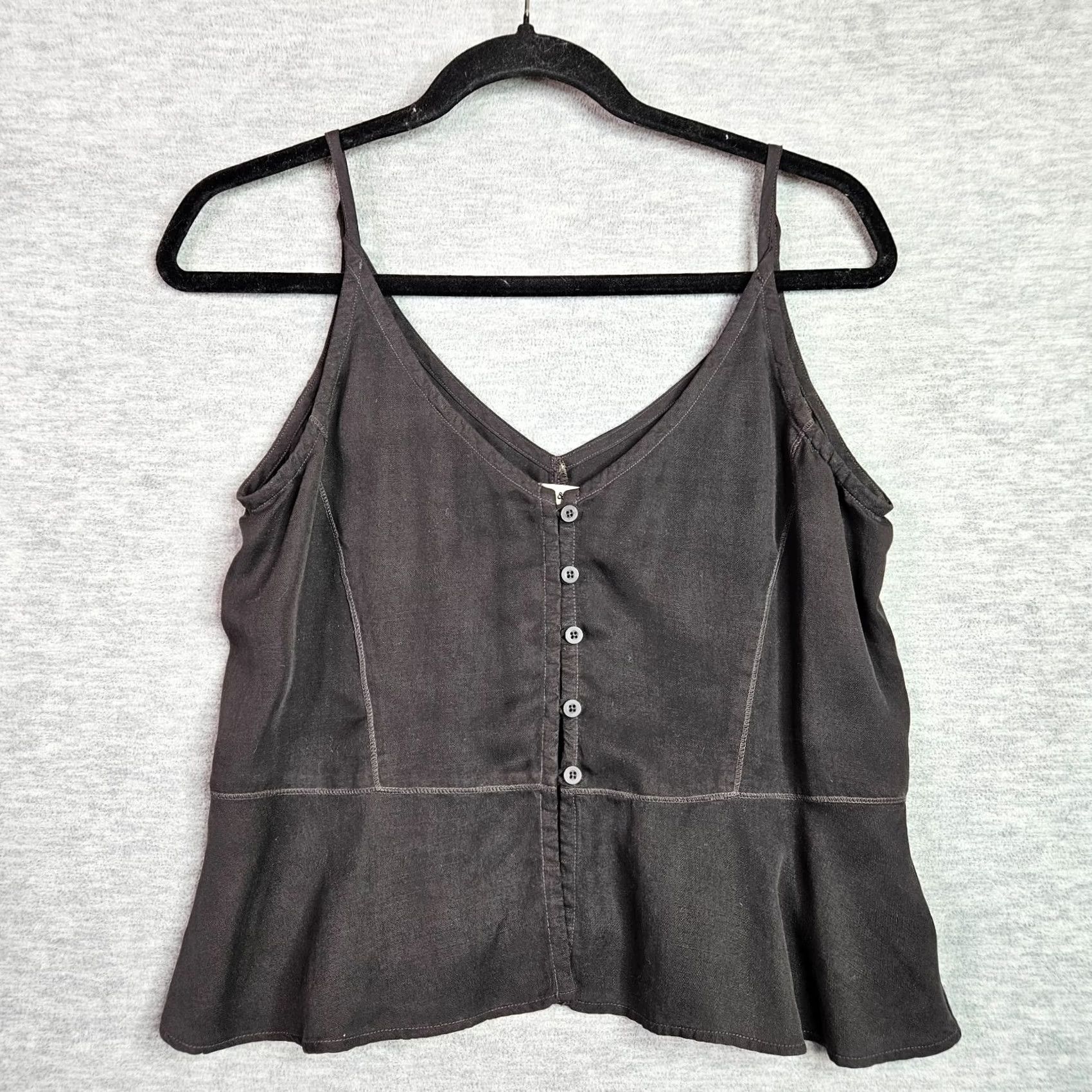 Anthropologie Cloth & Stone Tank Top S Black Button Front Cami Sleeveless Casual Womens Regular Size S / US 4 / IT 40 - 2 Thumbnail