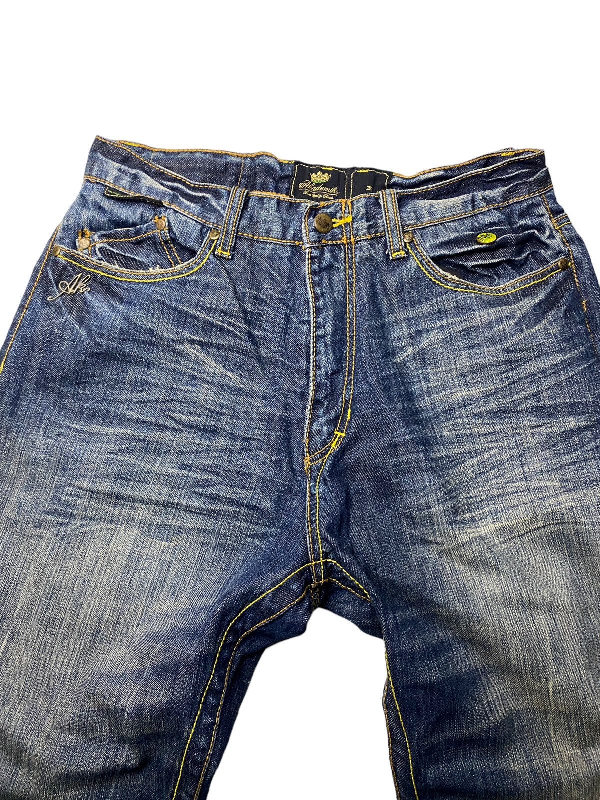 If Six Was Nine 2000's Akademiks Flared Tribal Seawash Jeans Size US 34 / EU 50 - 4 Thumbnail