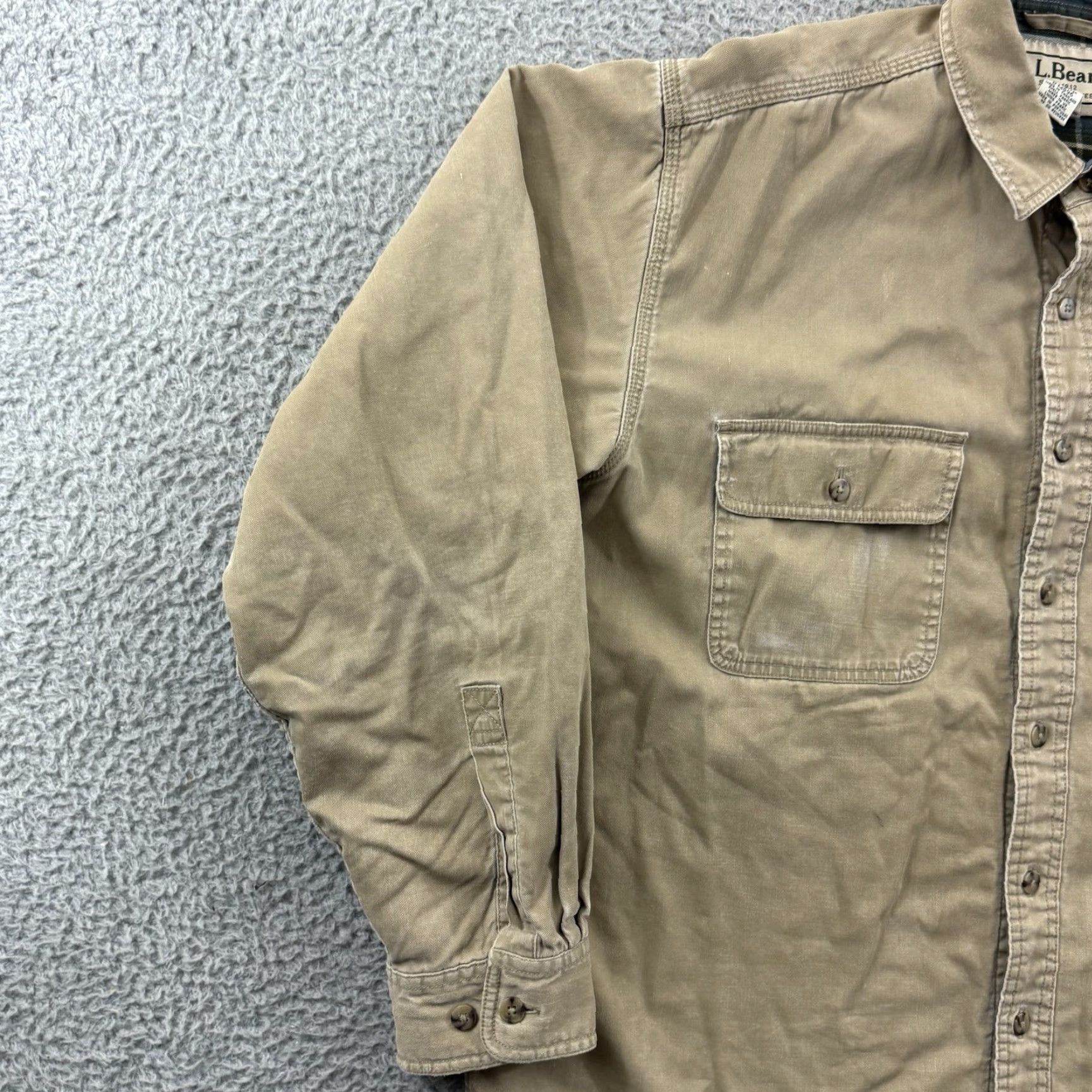 Vintage VINTAGE LL Bean Shirt Mens Large Tan Plaid Lined Denim Shacket Button Workwear Size US L / EU 52-54 / 3 - 4 Thumbnail