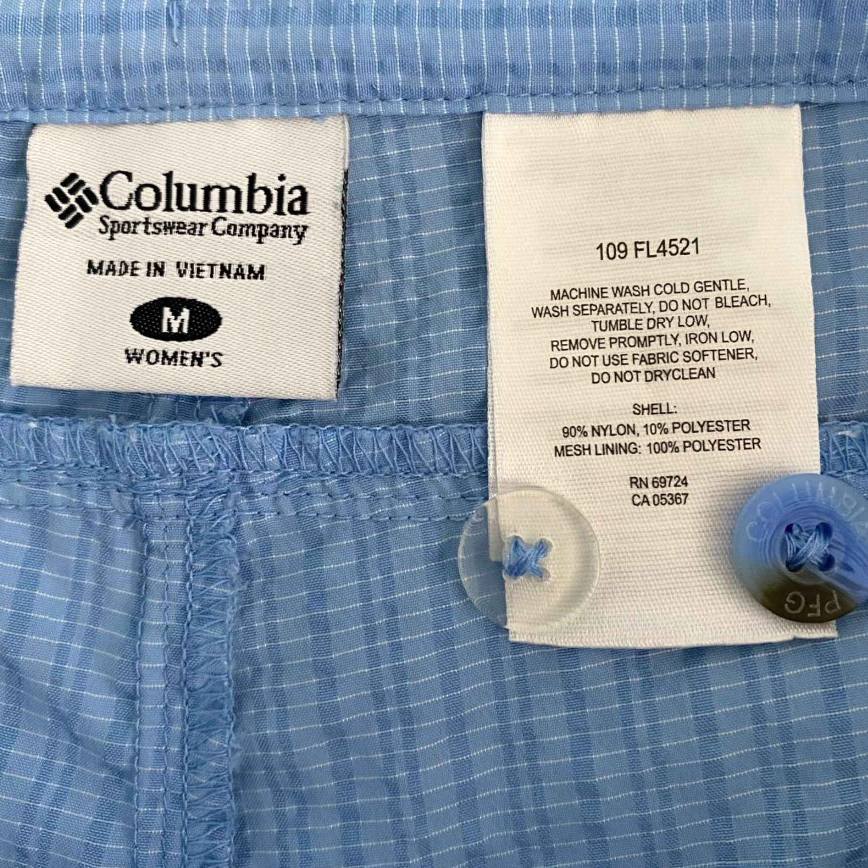 Vintage Columbia PFG Active Cargo Skort Women's Medium Blue Seersucker Nylon Comfort Fit Size ONE SIZE - 7 Thumbnail