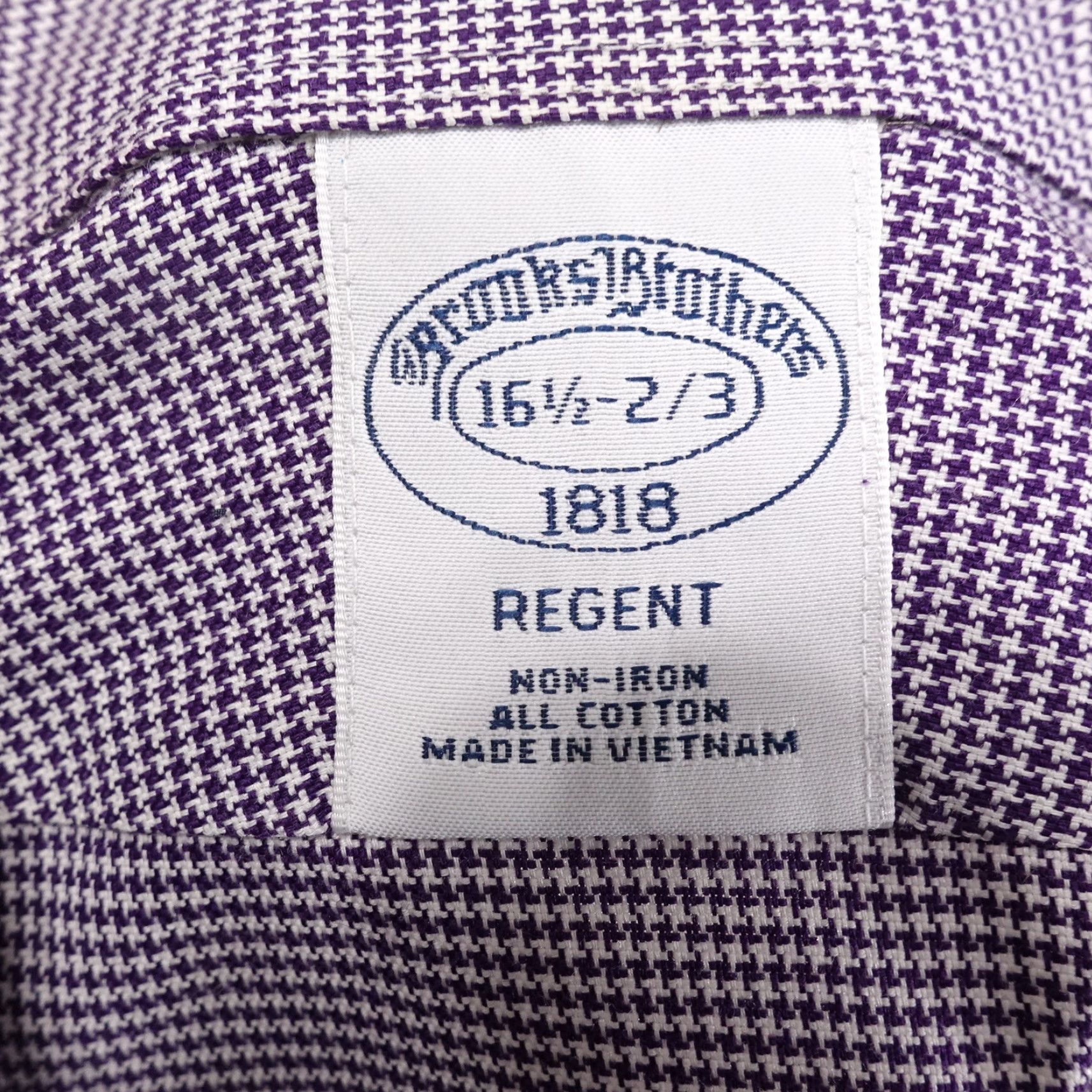 Brooks Brothers Brooks Brothers Regent Non-Iron Purple Houndstooth Dress Shirt Men 16.5 Regular Fit Long Sleeve Business Formal Casual Wedding Size 42R - 6 Thumbnail