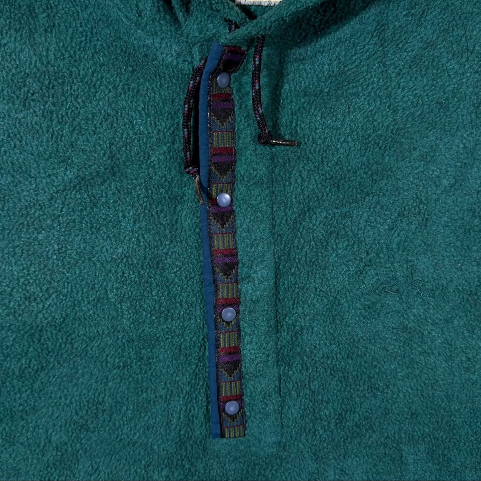 Vintage VINTAGE L.L.Bean Green Pullover Fleece Hoodie Women's Large Snap Button 90s Pullover Hoodie Size L / US 10 / IT 46 - 5 Thumbnail