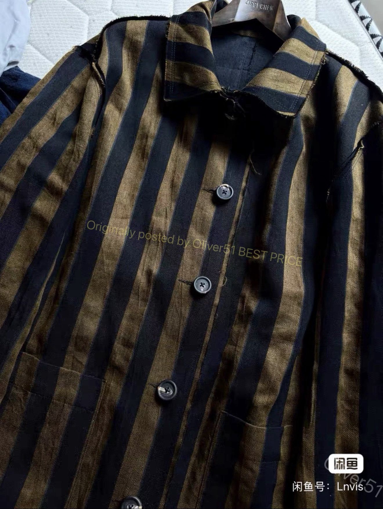 Ziggy Chen Ziggy Chen 23AW wool ochre‑yellow striped coat YYYY17/2610 Size US S / EU 44-46 / 1 - 9 Thumbnail
