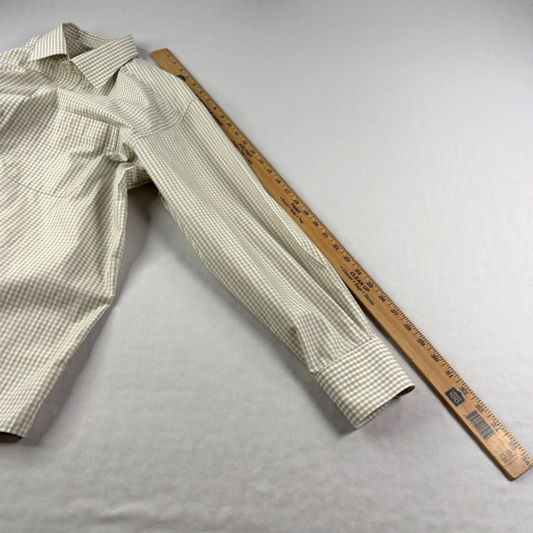 Eton VINTAGE Eton Shirt Mens 43 17 Beige Checkered Button Up Long Sleeve Formal Casual Size 46R - 7 Thumbnail
