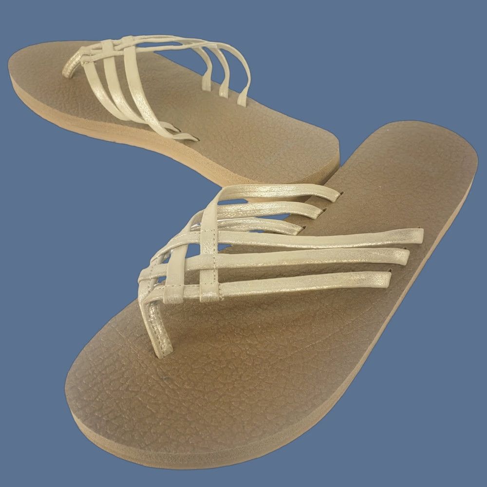Sanuk Sanuk Womens 10 Yoga Salty Metallic Flip Flops Sandals Champagne Gold 1091372 Size US 10 / IT 40 - 1 Thumbnail