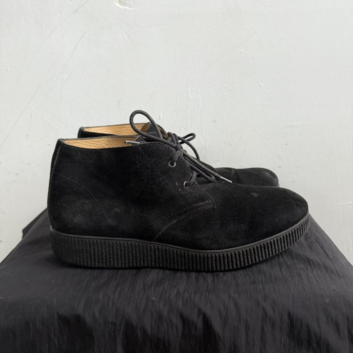 A.P.C. Black Suede Lace Up Boots