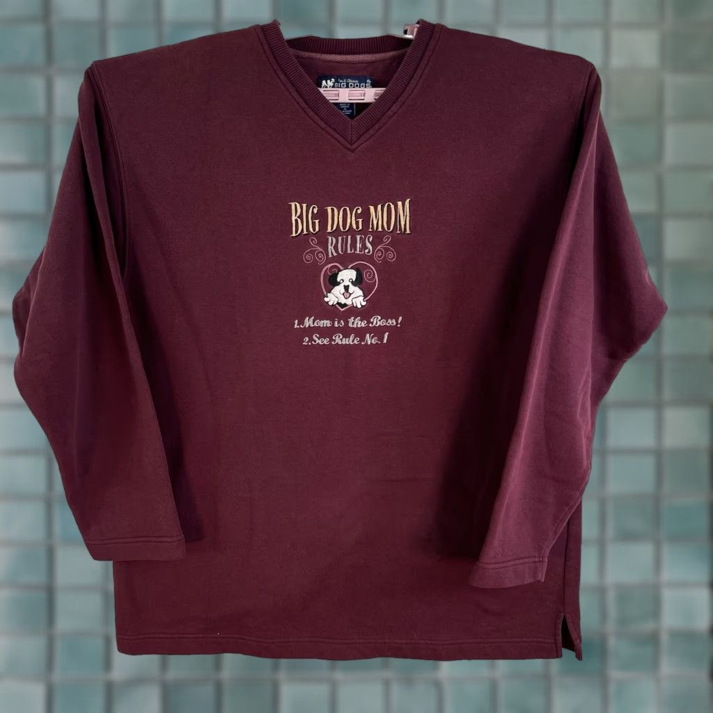 Big Dogs Big Dog Mom Rules Sweatshirt Womens 1X Maroon Red Jersey Embroidered Mom Graphic Pullover Shirt Size XL / US 12-14 / IT 48-50 - 1 Thumbnail