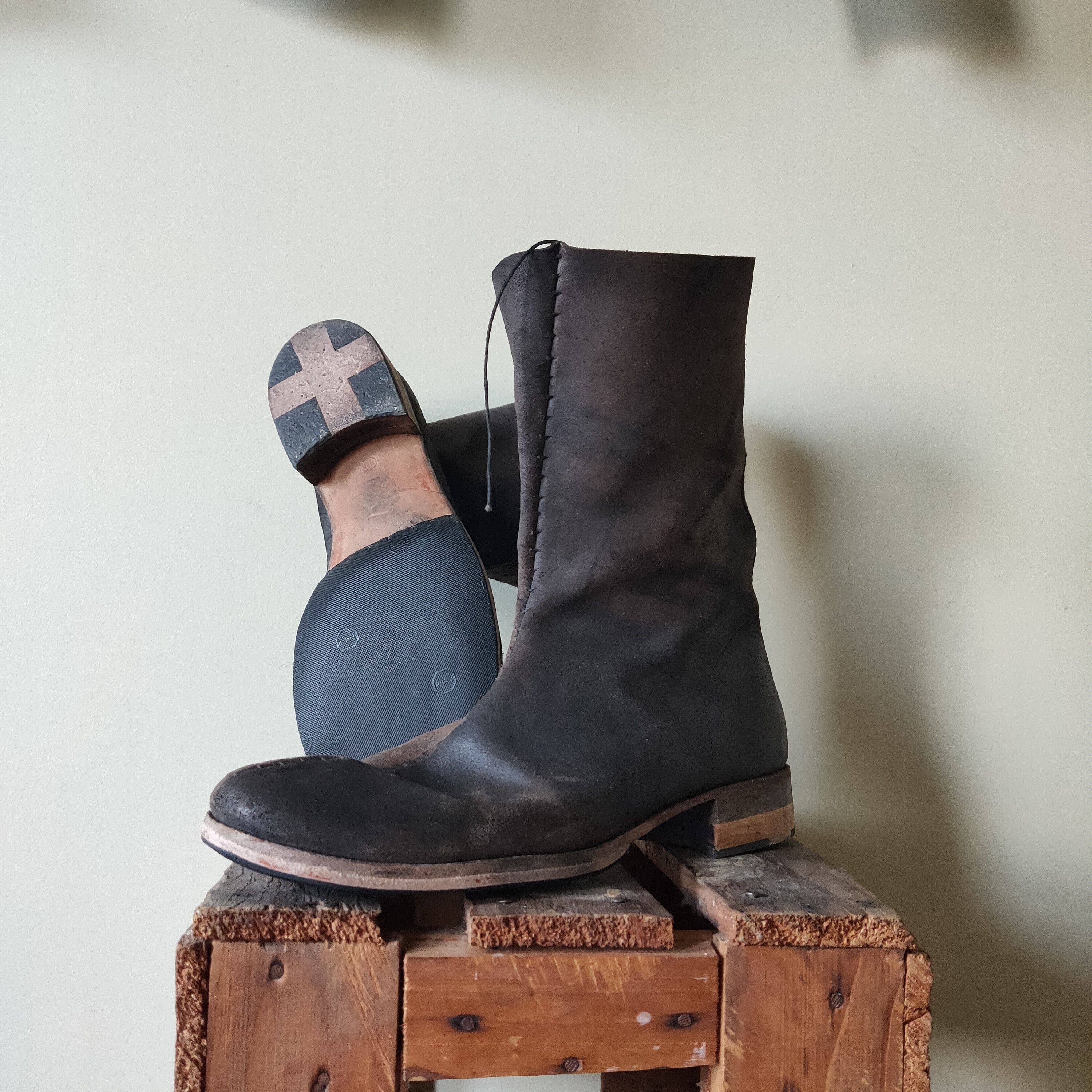 美品 CARPE DIEM 復刻 Back Zip Boots S21M VA0 Carpe Diem AW06-07 “S21M” Reverse Horsehide Leather Back-zip
