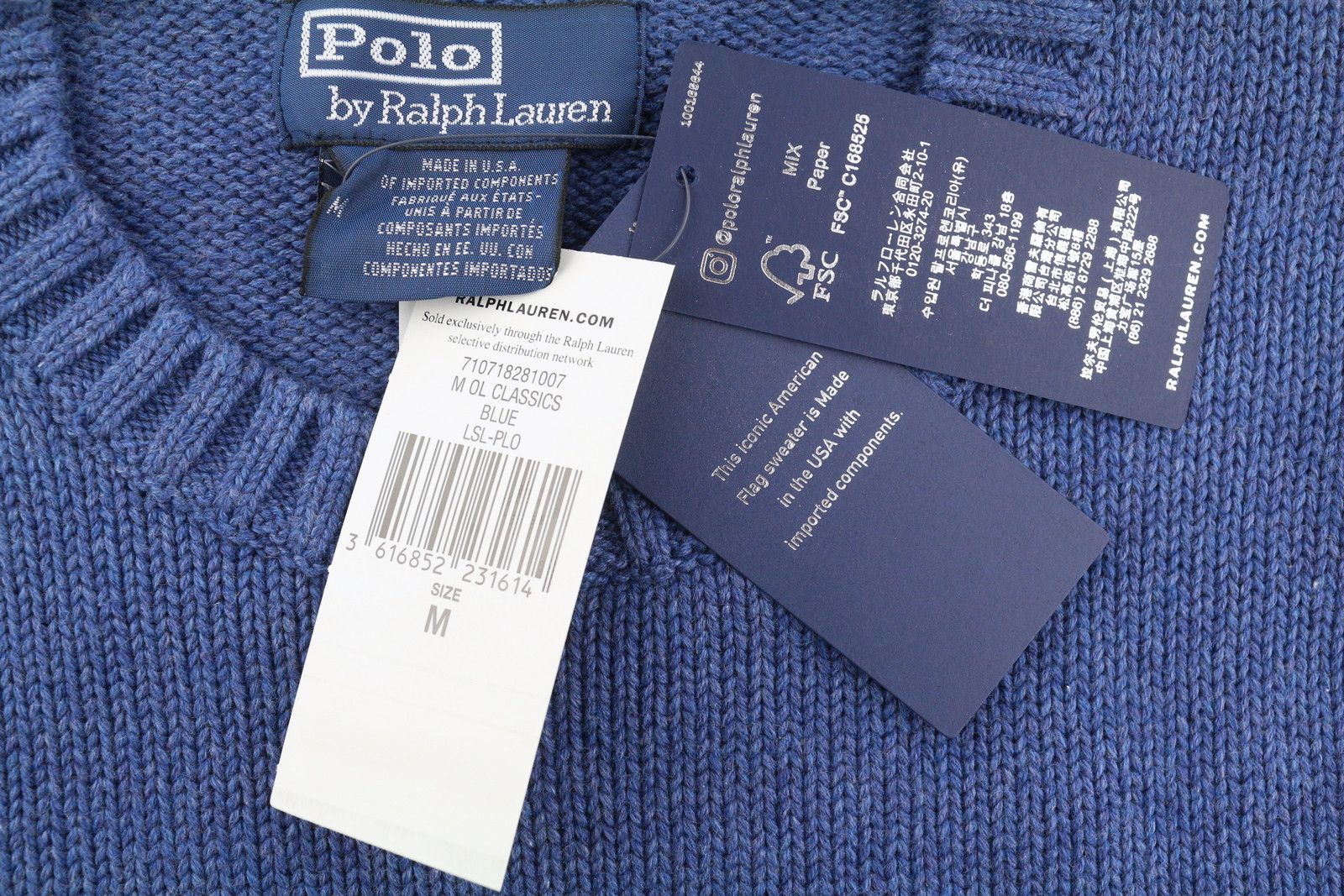 Ralph Lauren BLUE M Cotton USA Flag Pullover 86949 Size US M / EU 48-50 / 2 - 7 Thumbnail