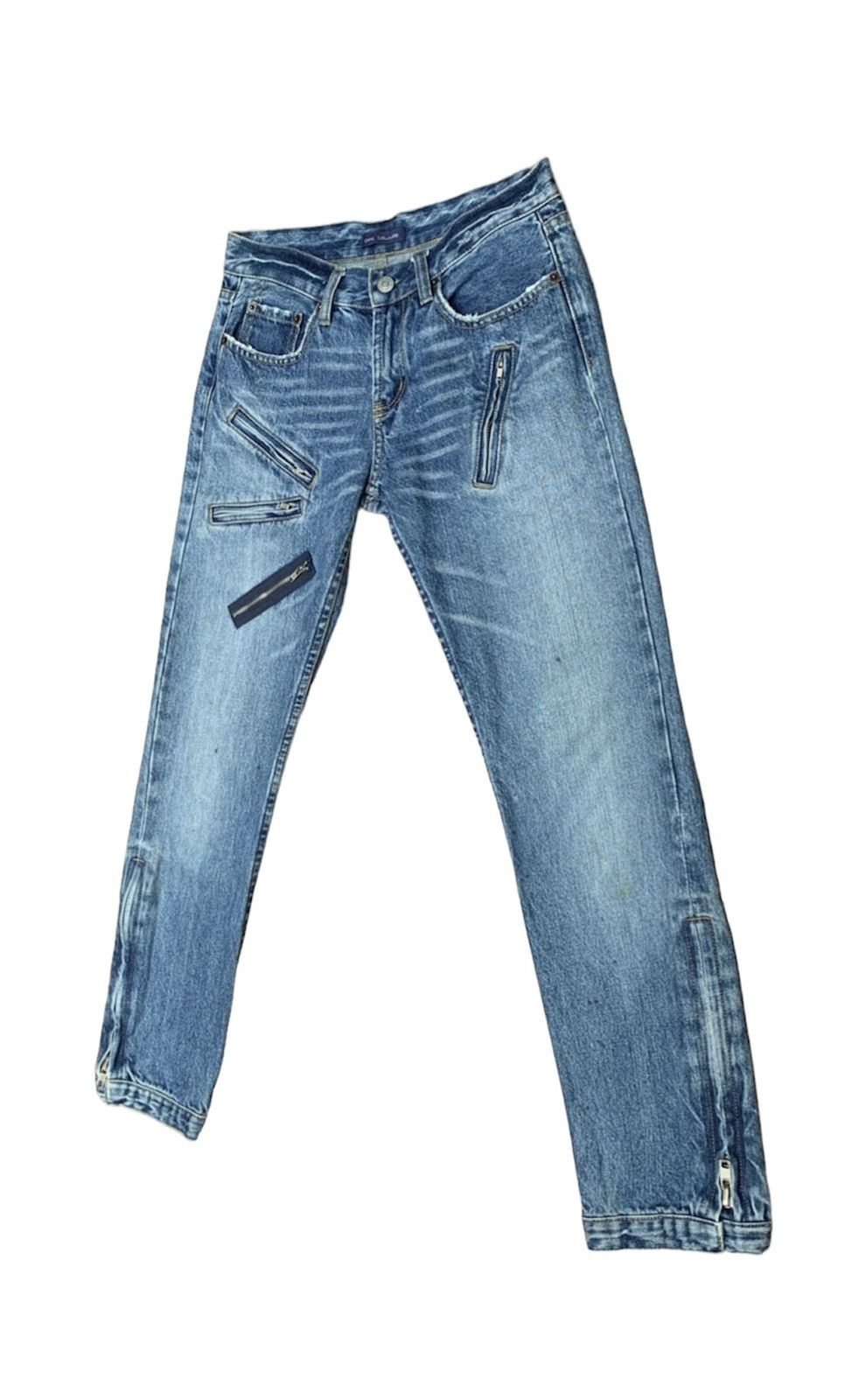 Beauty Beast × If Six Was Nine × Japanese Brand Bit Blue Distressed Multizipper Denim Pants Size US 28 / EU 44 - 3 Thumbnail