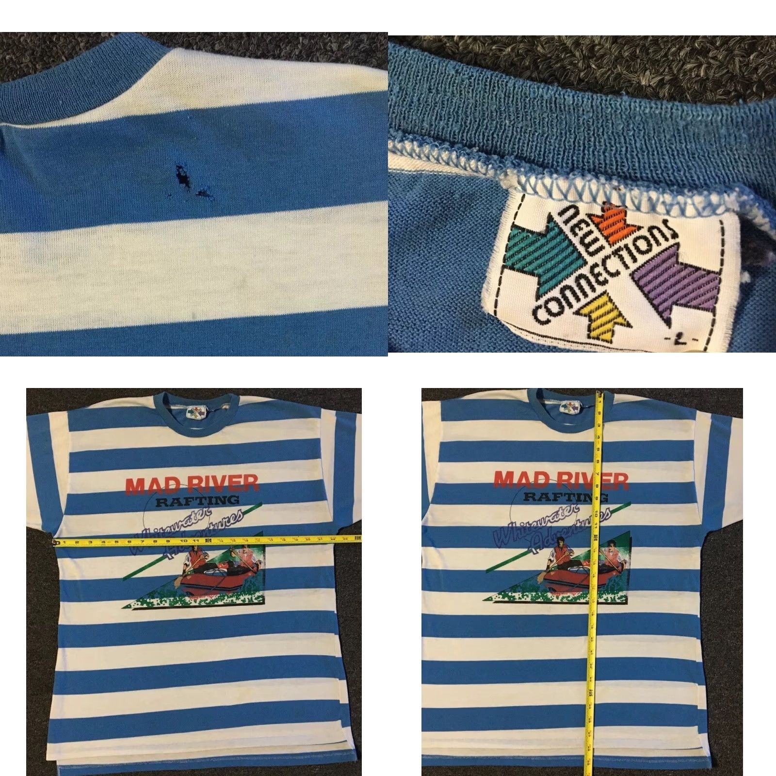 Vintage VINTAGE Mad River Whitewater Rafting Faded Striped Shirt L Blue/White Mens T-Shirt 80s 90s Grunge Beach Surf Skate Rock University USA Bar Size US L / EU 52-54 / 3 - 10 Thumbnail