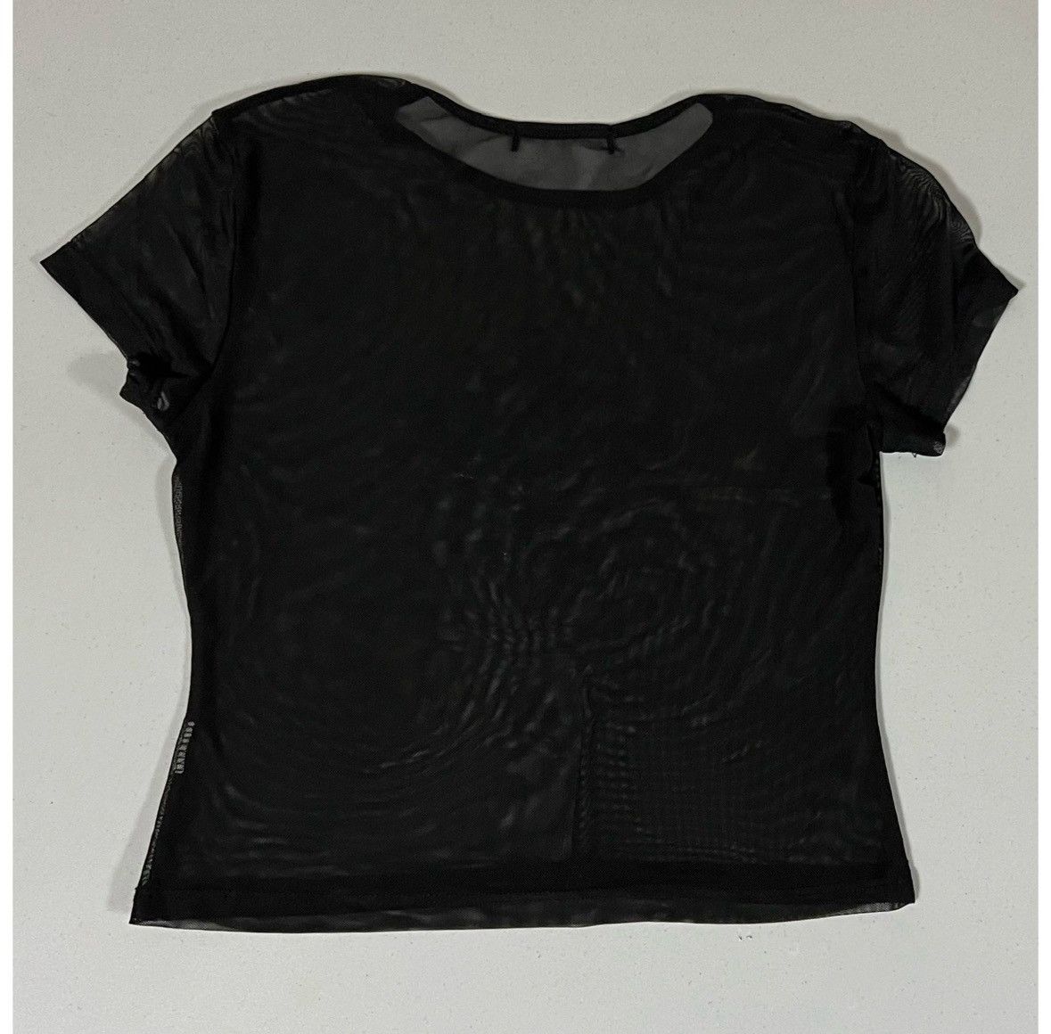 Vintage Black Diamond Gothic Cross Mesh Shirt Crop Top Tee Size M 💎 Size M / US 6-8 / IT 42-44 - 3 Thumbnail