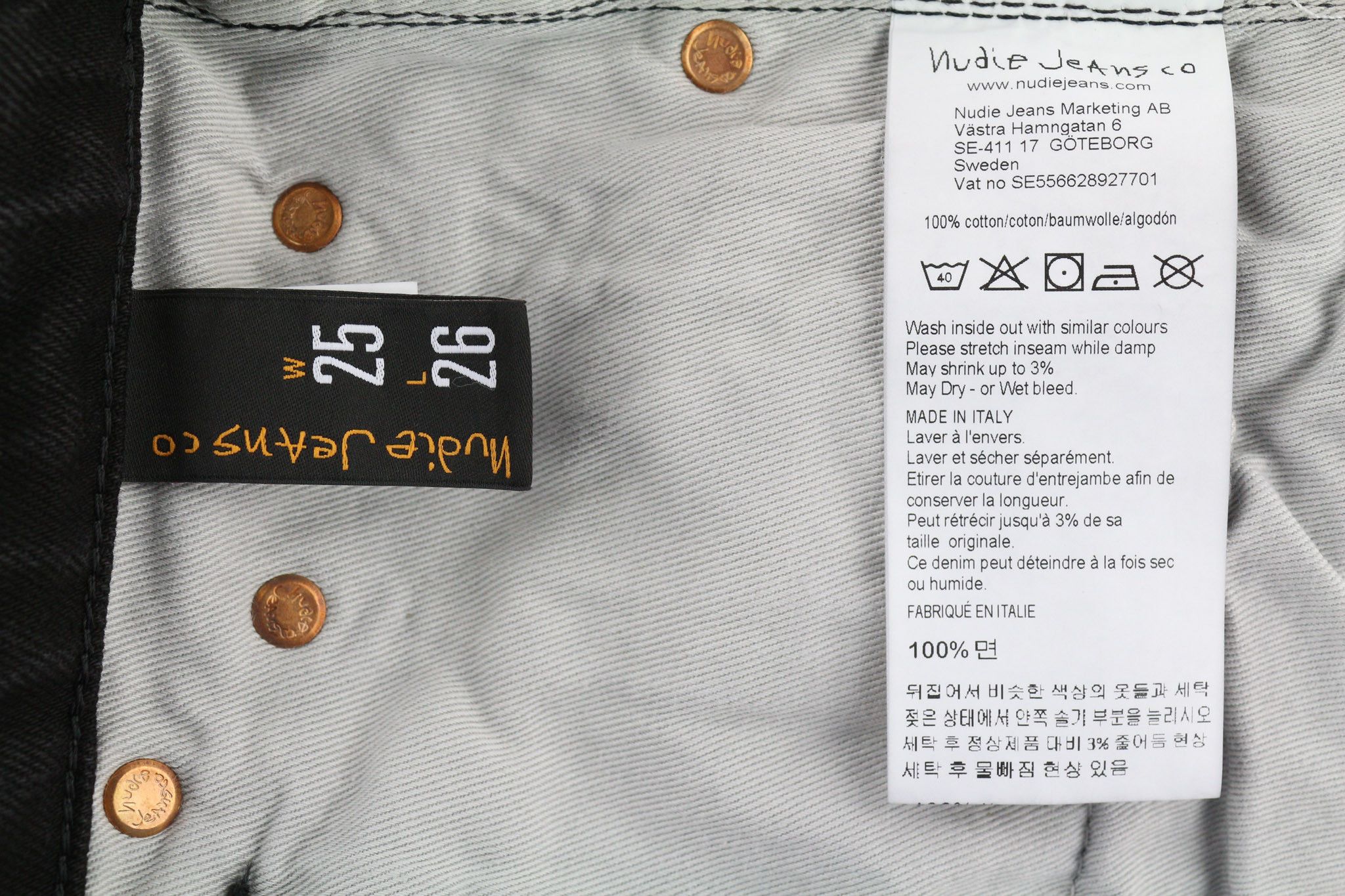 BREEZY BRITT W25/L26 Black Worn Zip Fly Cotton 80689