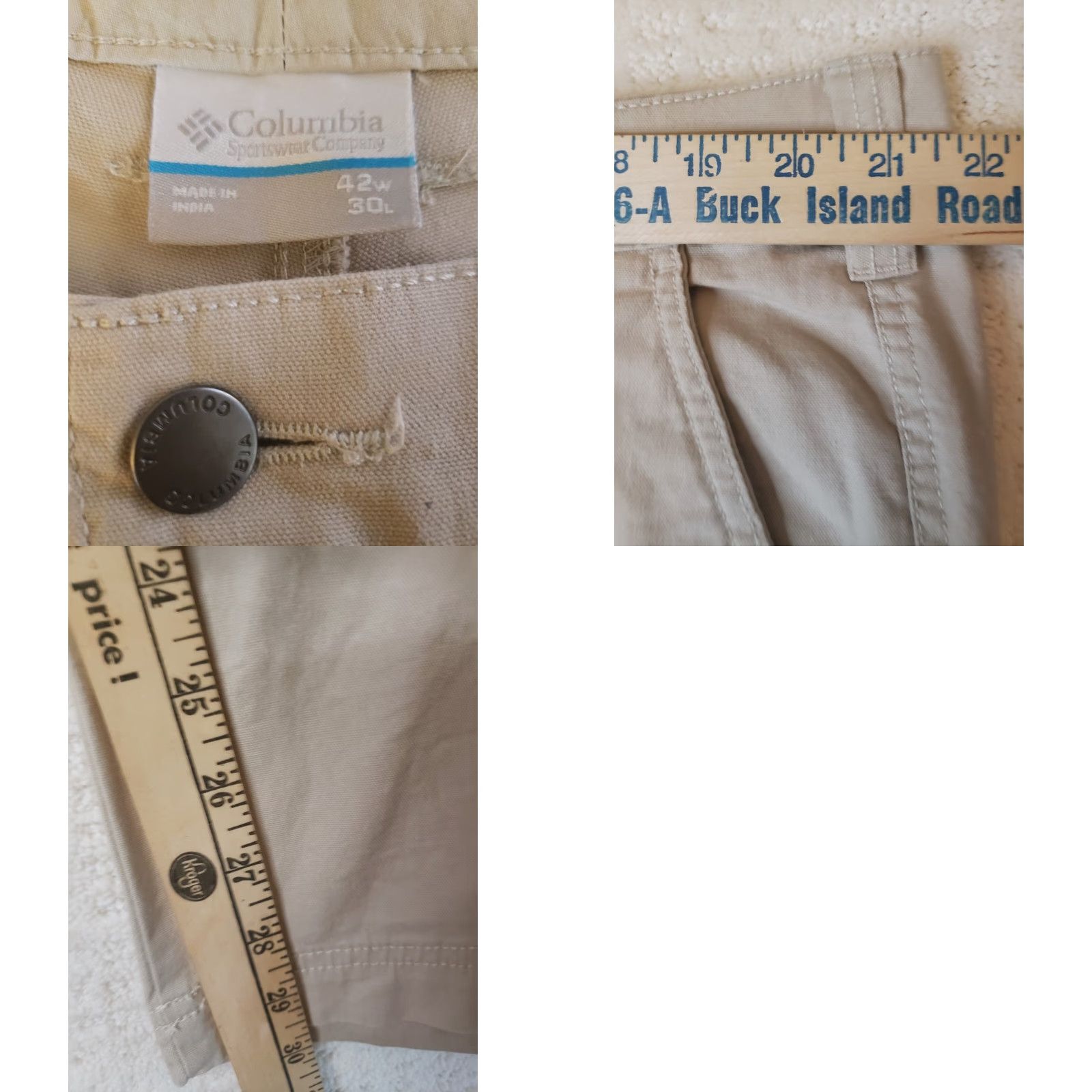 Vintage Columbia Pants Men 5-Pocket Canvas Khaki Beige Side Zip Pocket 42x30 Straight Leg Chino Casual Workwear Size US 42 / EU 58 - 9 Thumbnail
