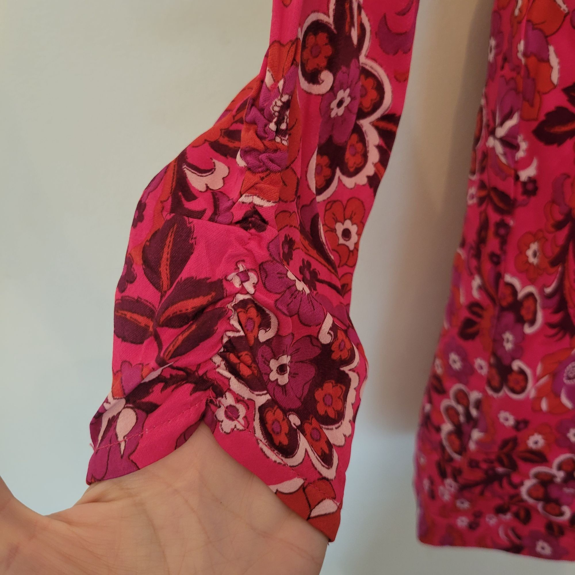 Anthropologie Maeve Anthropologie Floral Print Wrap Mini Dress XS Pink Lon Size XS / US 0-2 / IT 36-38 - 6 Thumbnail
