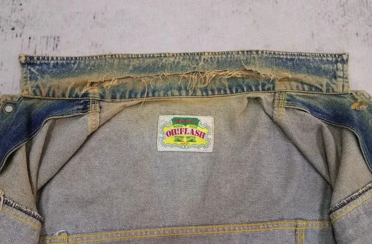Japanese Brand Vintage OH! FLASH Faded Distressed Oeiflasi Denim Jacket Size US S / EU 44-46 / 1 - 22 Thumbnail