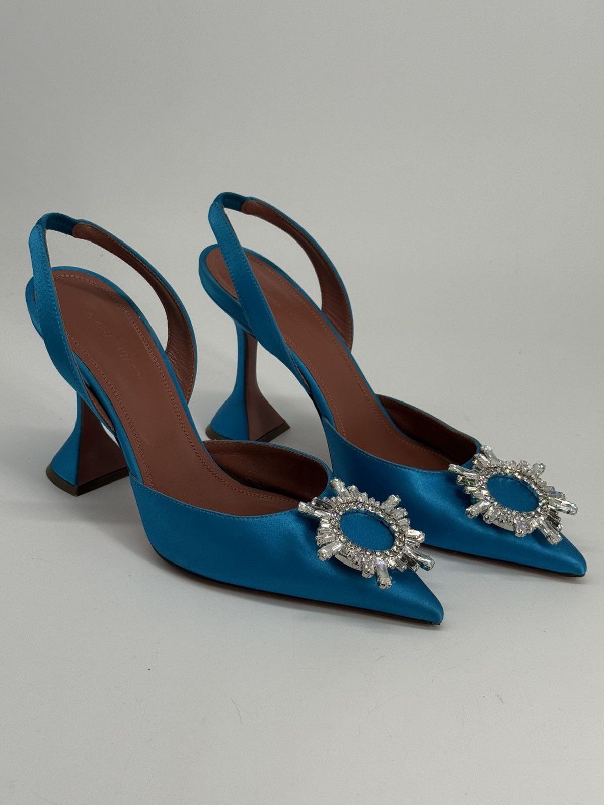 Amina Muaddi Amida Muaddi Begum Satin Slingbag Pumps Blue 38 1/2 Size US 9 / IT 39 - 2 Thumbnail