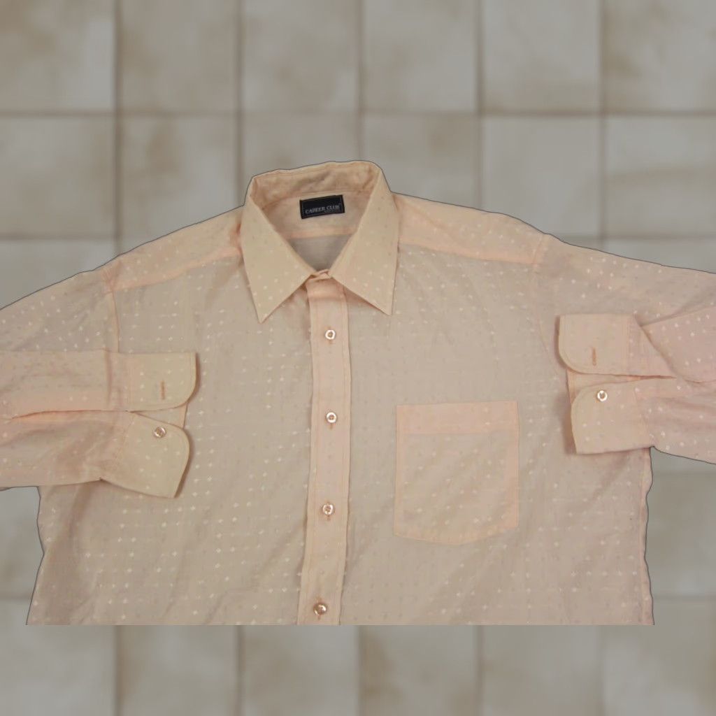 Vintage VINTAGE Career Club Shirt Mens 60s 70s Orange 16.5 Large Button-Up Collar Long Sleeve Made in USA Size US XL / EU 56 / 4 - 1 Thumbnail