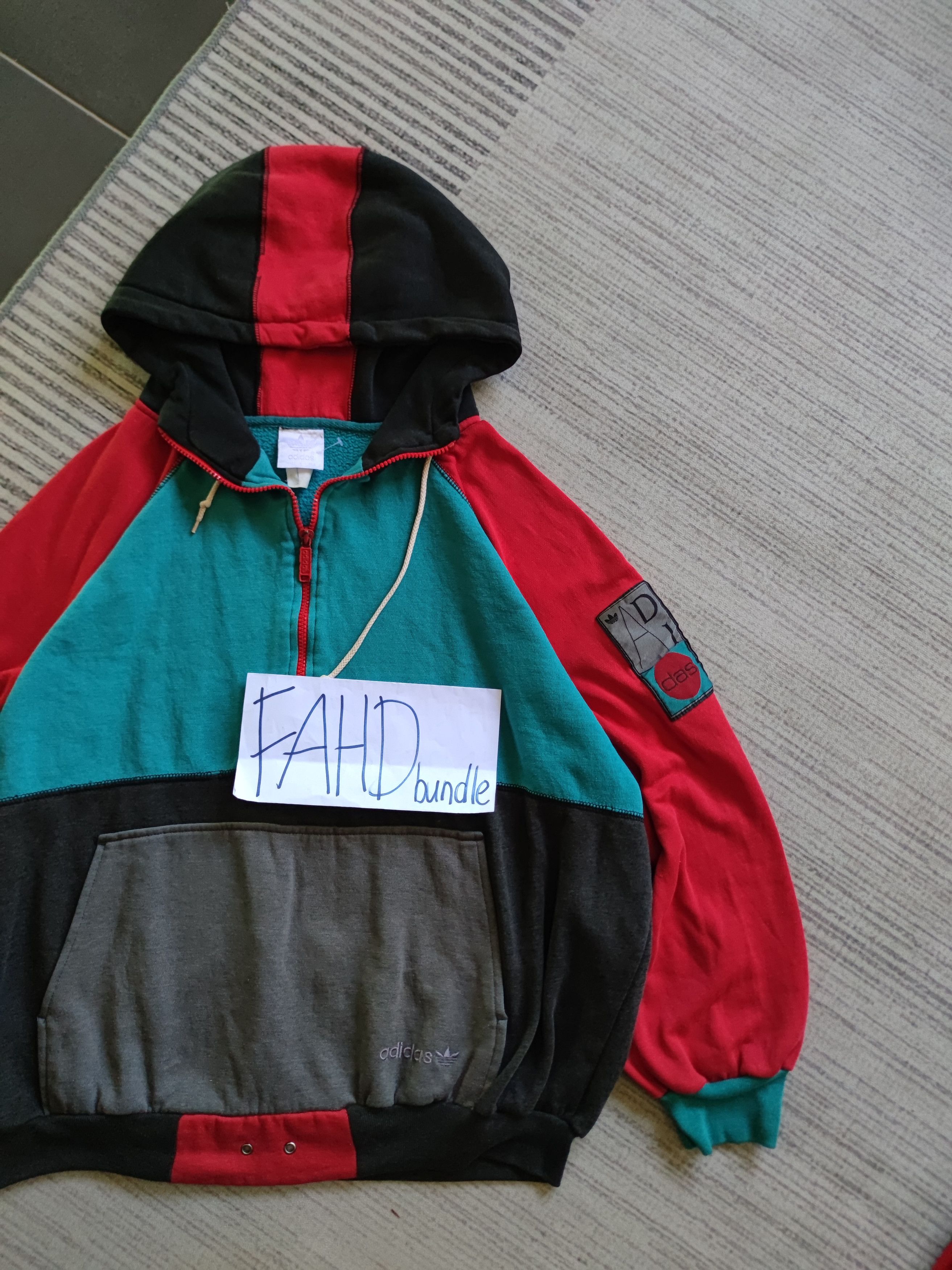 Adidas Vintage Multicolour Adidas Half Zipper Hoodie Size US L / EU 52-54 / 3 - 5 Thumbnail