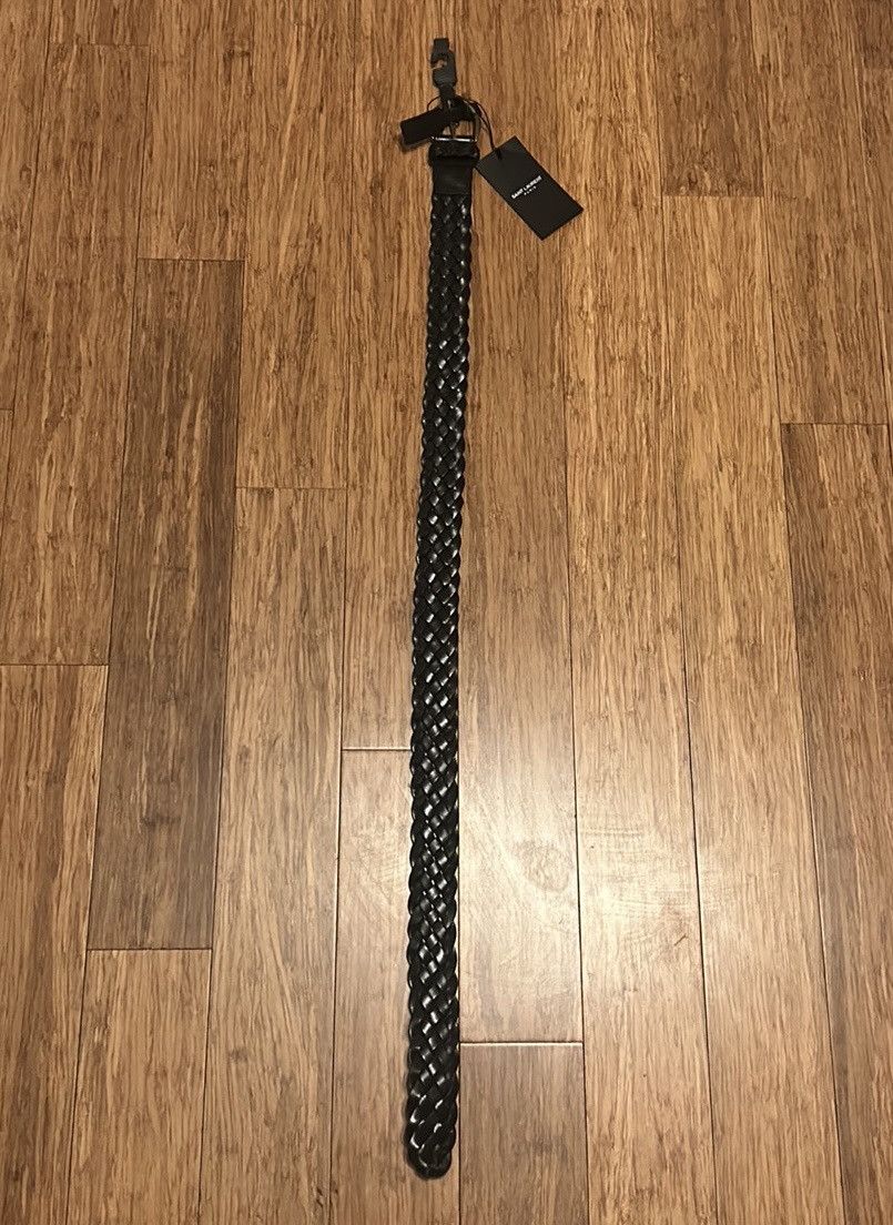 Saint Laurent Paris Saint Laurent Braided Leather Belt Black size 80 Size 32 - 2 Thumbnail