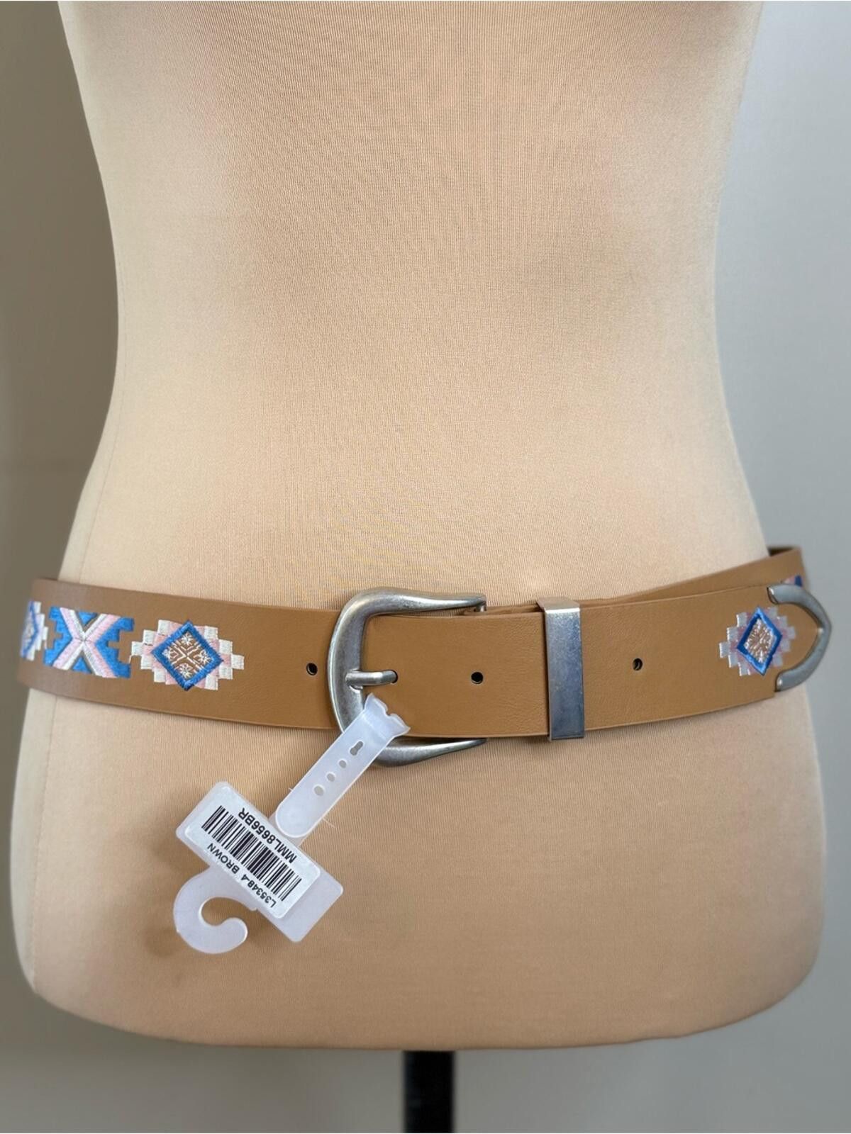Other Light brown faux leather belt embroidered western Aztec 42” Size ONE SIZE - 1 Thumbnail
