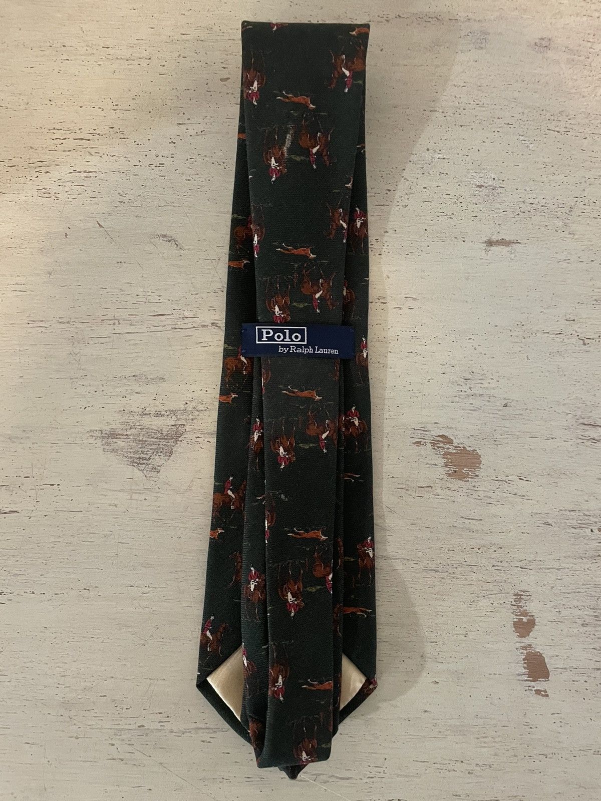 Polo Ralph Lauren × Vintage Rare Fox Hunting Print Wool Tie Size ONE SIZE - 3 Thumbnail