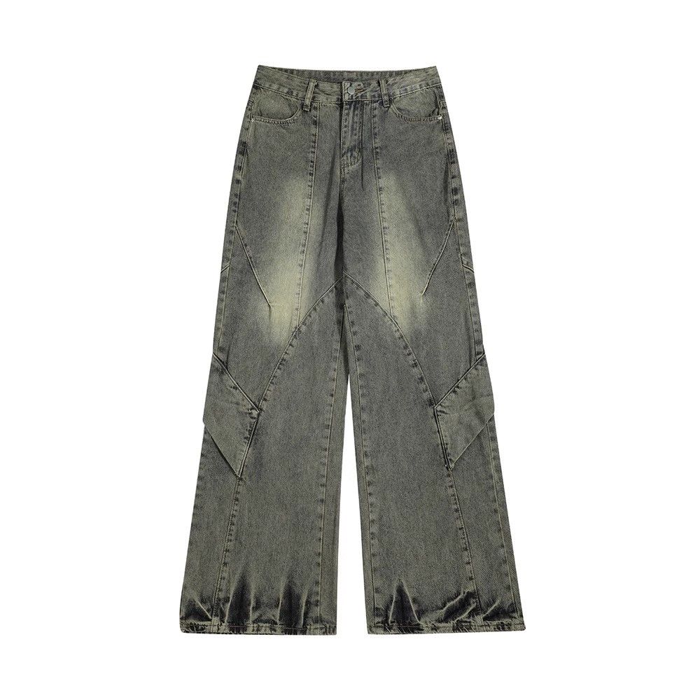 Japanese Brand Men's oversize patchwork loose straight washed work jeans Size US 32 / EU 48 - 1 Thumbnail