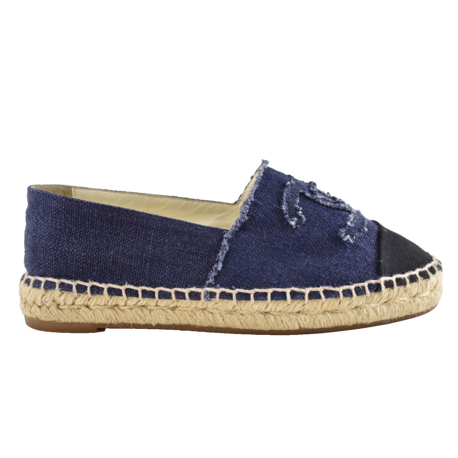 Chanel Chanel REV Blue Black Linen Canvas CC Logo Double Sole Size US 7 / IT 37 - 1 Thumbnail