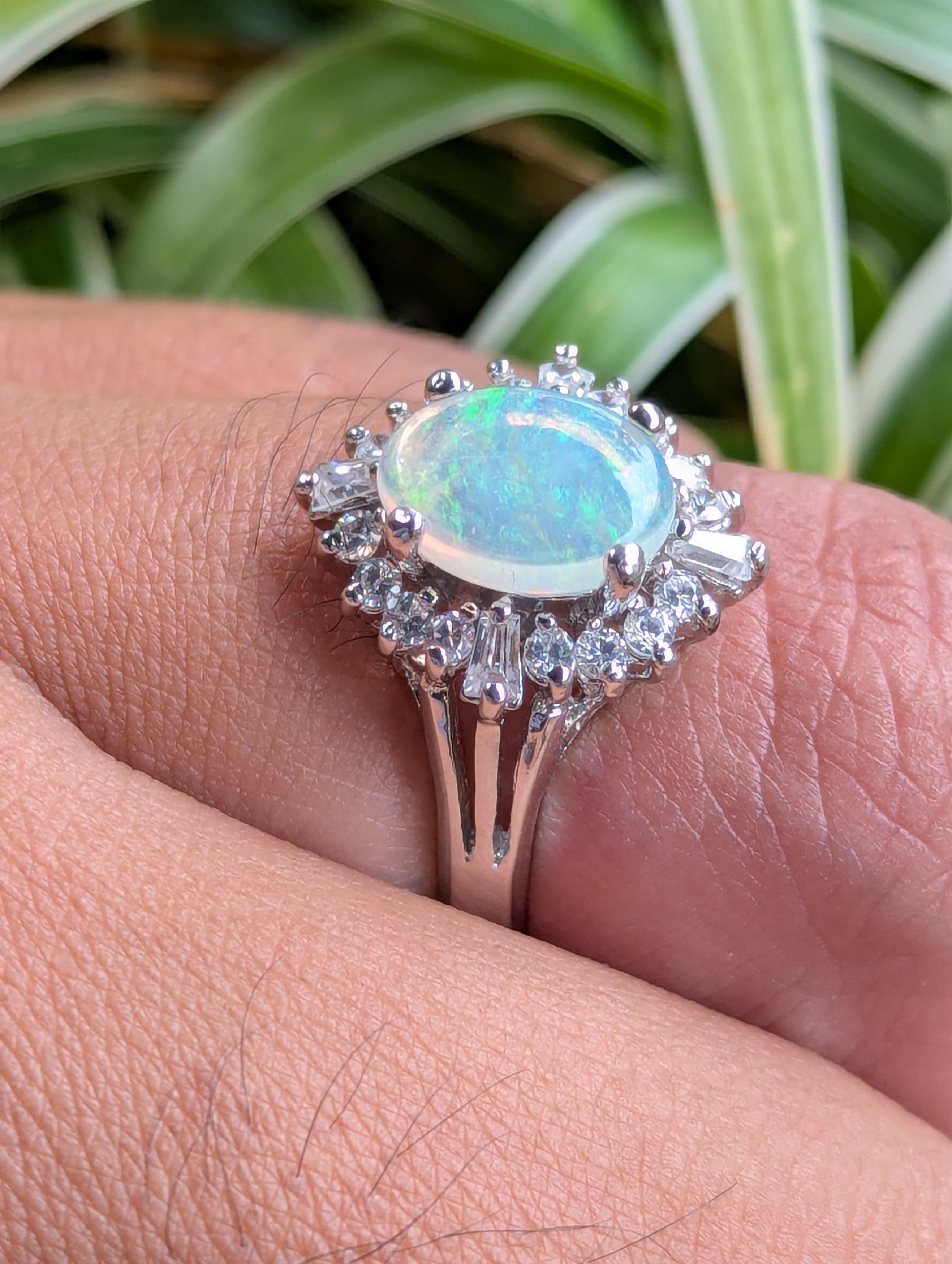 Jewelry 925 Sterling Silver Ring with White Diamond Size ONE SIZE - 2 Thumbnail
