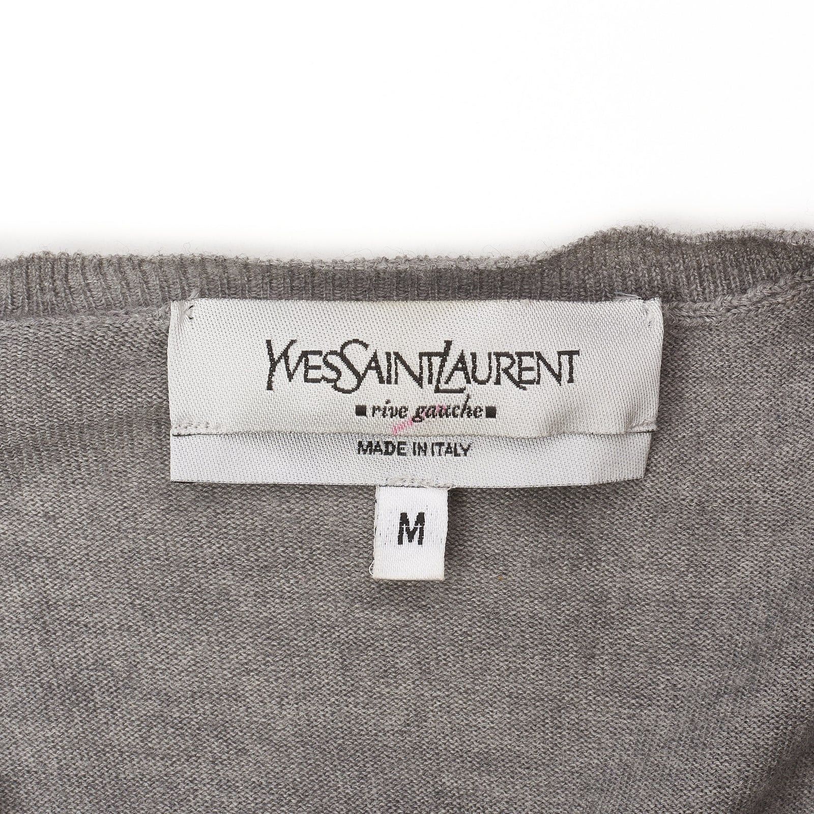 Yves Saint Laurent YVES SAINT LAURENT Gray Cotton V-Neck Sweater EU 50 US M Size US M / EU 48-50 / 2 - 4 Thumbnail