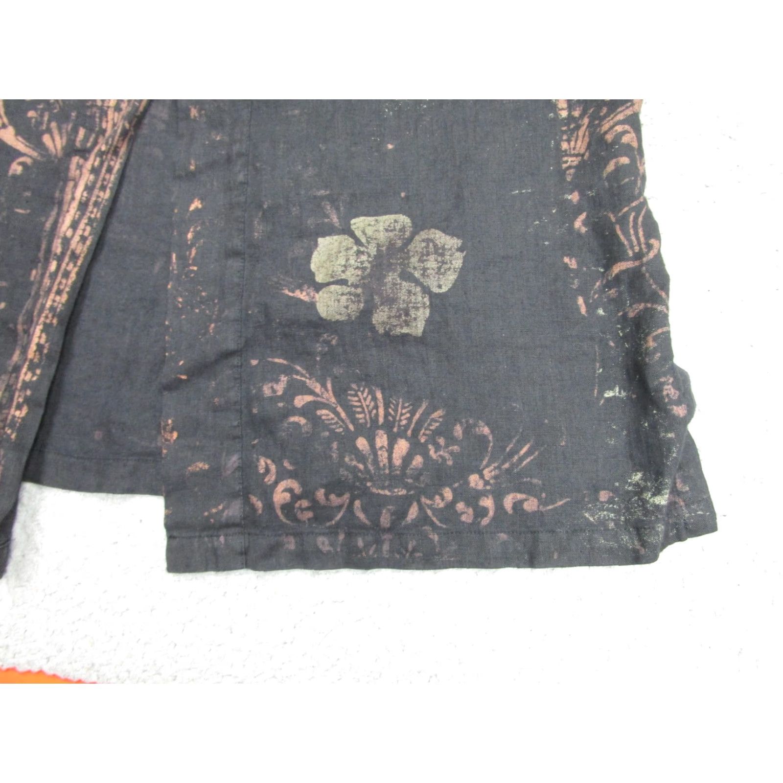 Vintage Chicos Jacket Womens 2 Black Linen Floral Boho Artsy Whimsigoth Kimono y2k grung Size XS / US 0-2 / IT 36-38 - 3 Thumbnail