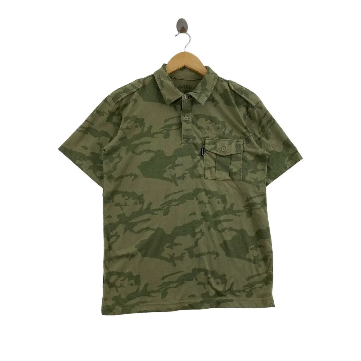 Avirex Vintage AVIREX USA CAMO Camouflage Polo Tee Shirt Top Pocket Size US L / EU 52-54 / 3 - 1 Thumbnail