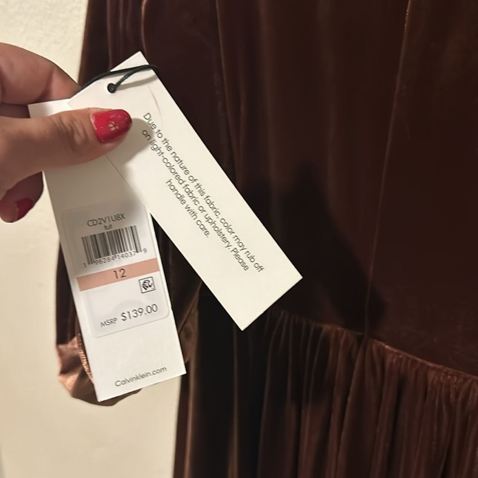 Calvin Klein Calvin Klein Womens Velvet Knee Fit & Flare Dress Size XL / US 12-14 / IT 48-50 - 8 Thumbnail