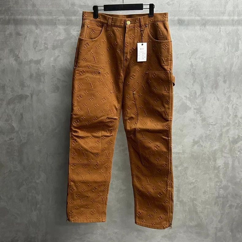 Latest Louis Vuitton Khaki Logo Jeans-2505