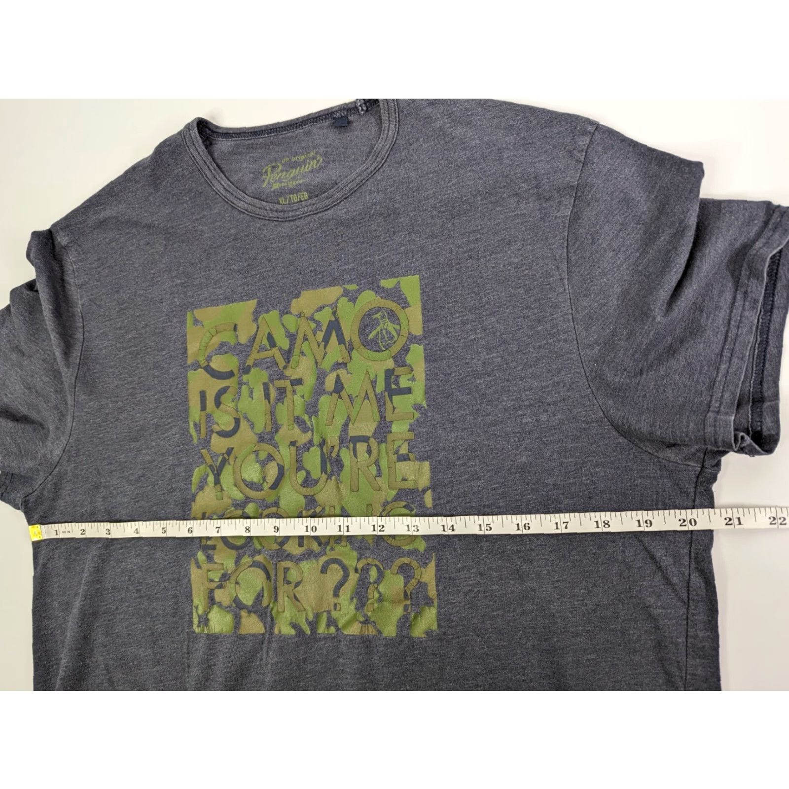 Original Penguin Original Penguin T-Shirt XL Navy Blue Camo 100% Cotton Short Sleeve Crew Neck Unisex Adults Vintage No Size XL / US 12-14 / IT 48-50 - 5 Thumbnail