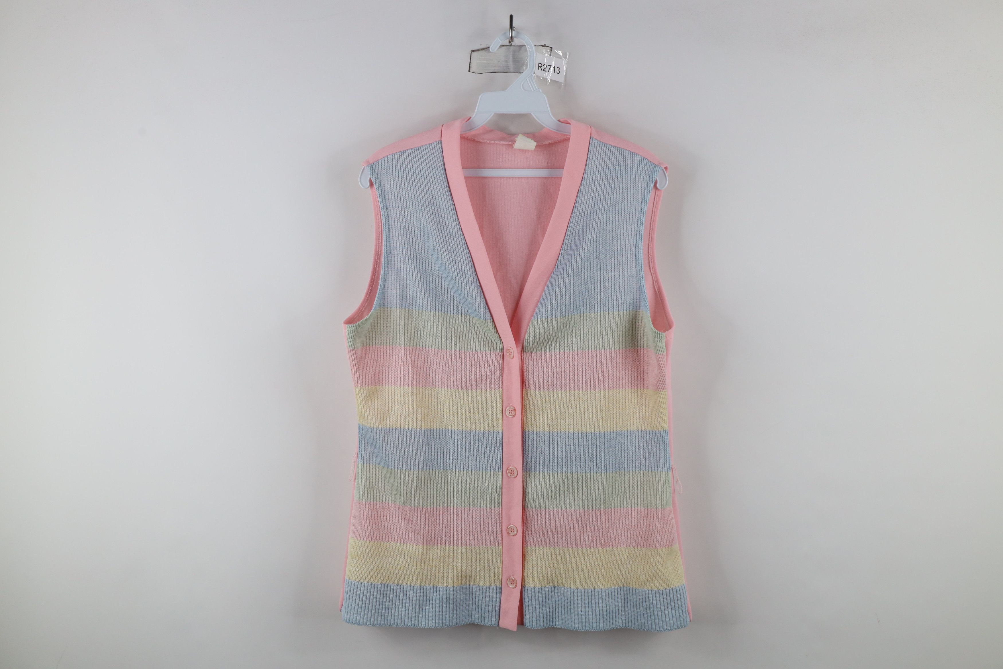 Vintage Vintage 70s Mid Century Modern MCM Striped Knit Vest USA Size L / US 10 / IT 46 - 1 Thumbnail