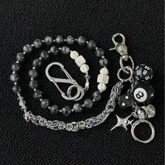 Jewelry Black Beaded Chain Wallet Keychain with Dice Charms Size ONE SIZE - 6 Thumbnail