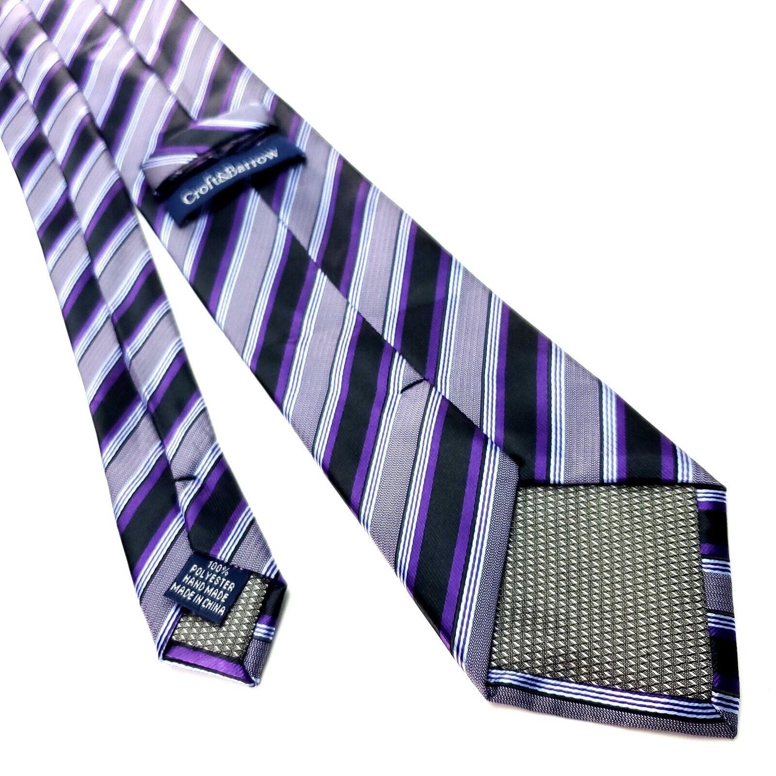 Croft & Barrow Croft & Barrow Purple Silk Tie Woven Skinny Regimental Size ONE SIZE - 3 Thumbnail