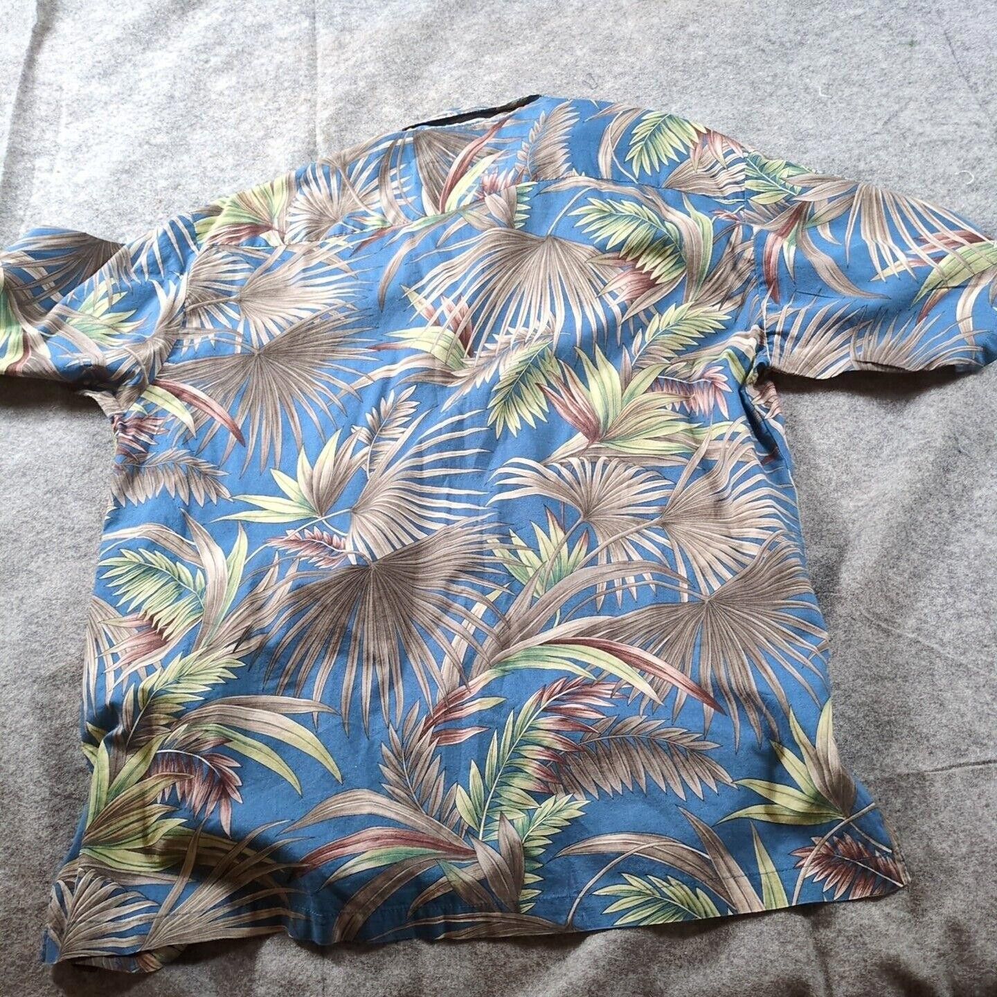 Tori Richard VTG Tori Richard Men Hawaiian Shirt L Blue Leaf Cotton Lawn Size US L / EU 52-54 / 3 - 6 Thumbnail