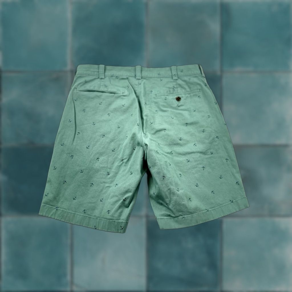 J.Crew J.Crew Shorts Men’s 31 Green Anchor Print Cotton Chino Short Casual, Travel, Regular Fit, Pockets, Canvas, Green, 31, Men Size US 31 - 1 Thumbnail