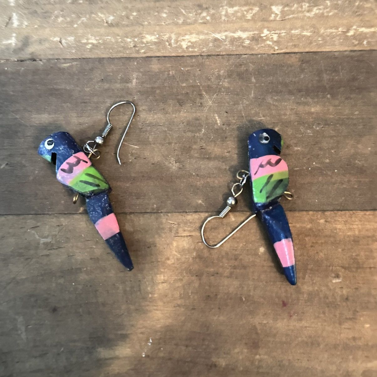 Vintage Vintage wooden parrot dangle earrings Size ONE SIZE - 3 Thumbnail