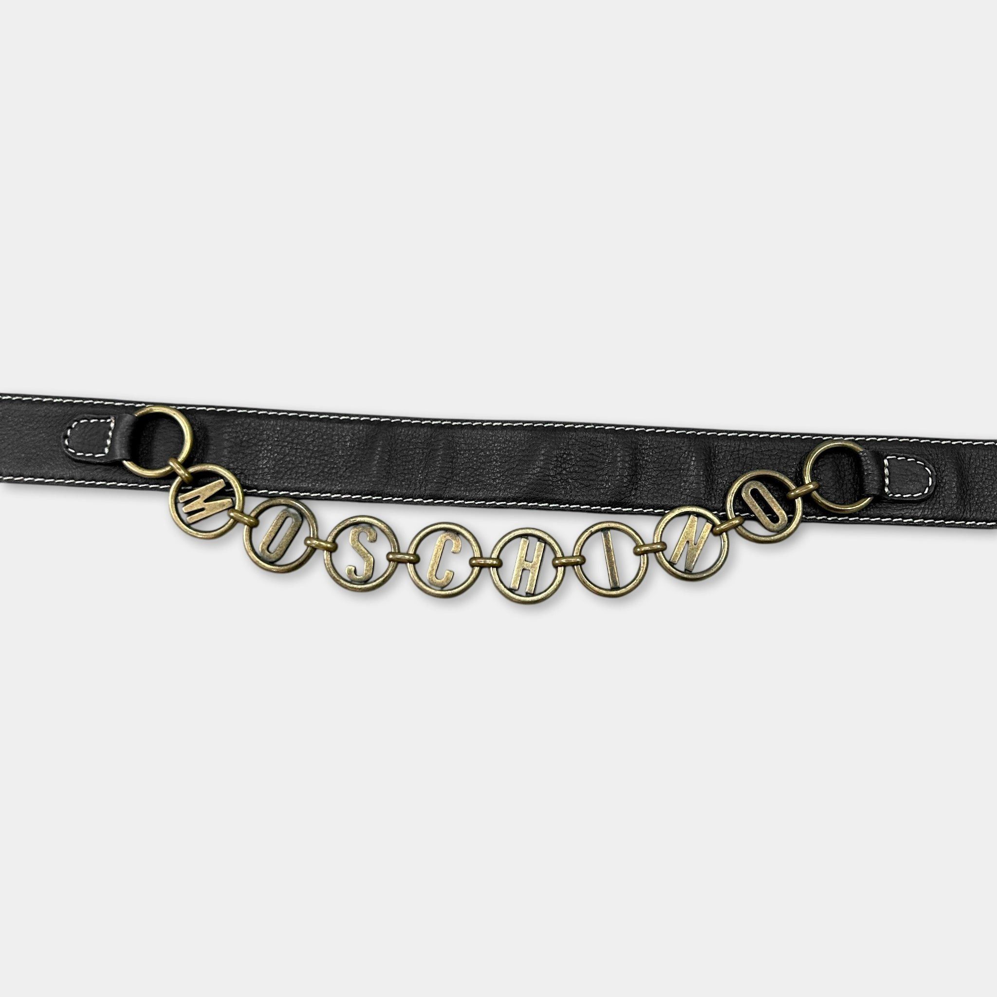Moschino 90's Moschino Logo Lettering Leather Belt Size ONE SIZE - 2 Thumbnail