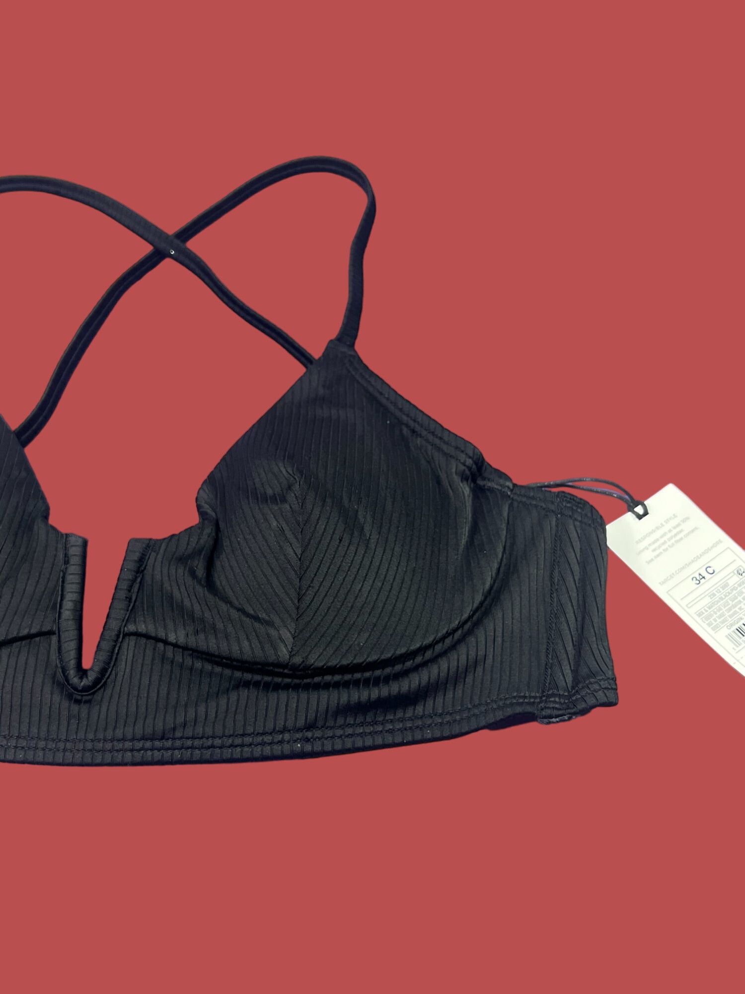 Other Shade & Shore - Women's Ribbed Longline V-Wire Bikini Top - Size ONE SIZE - 11 Thumbnail