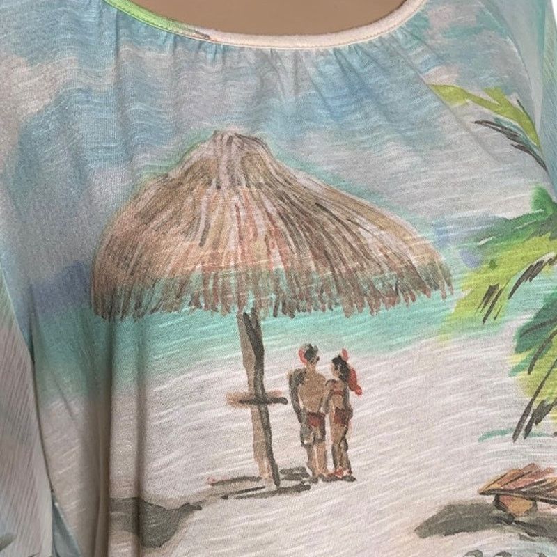 Chicos Chico's Women's US Medium Top Seaside Sangria Kimono Sleeve Size M / US 6-8 / IT 42-44 - 2 Thumbnail