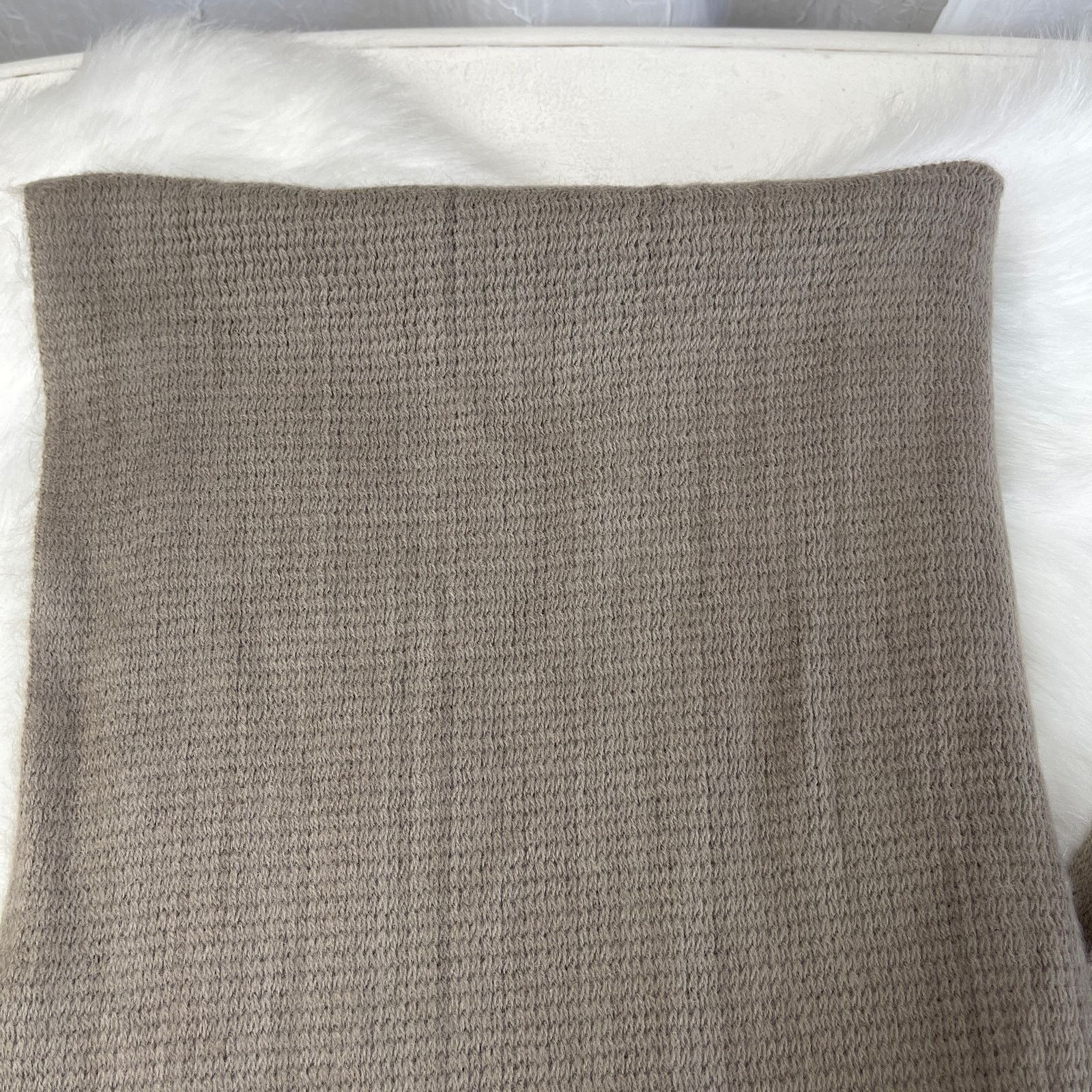 Other Light Brown Taupe Knit Fringe Scarf Soft Cozy Minimalist NWT Size ONE SIZE - 7 Thumbnail