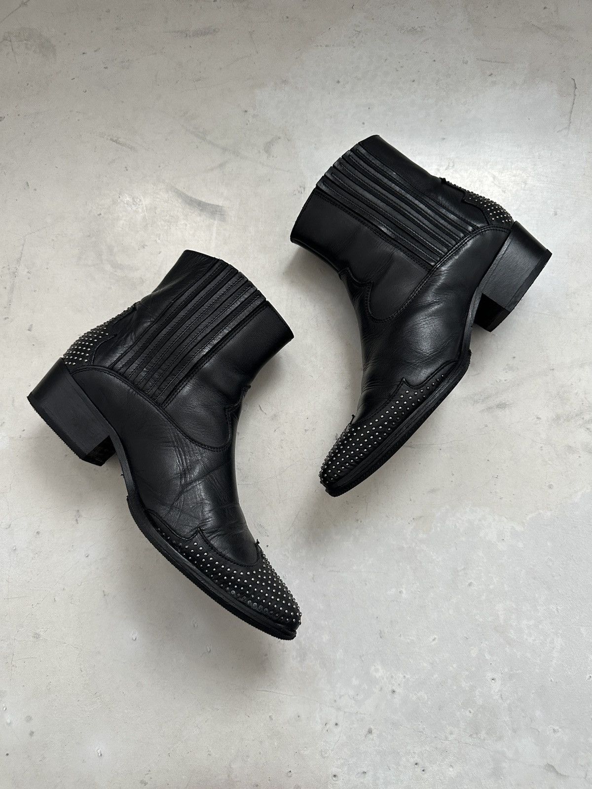Japanese Brand × Vintage Wyatt leather studed ankle boots avantgarde Size US 9 / IT 39 - 2 Thumbnail